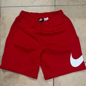 Nike Red Sports Shorts with White Swoosh